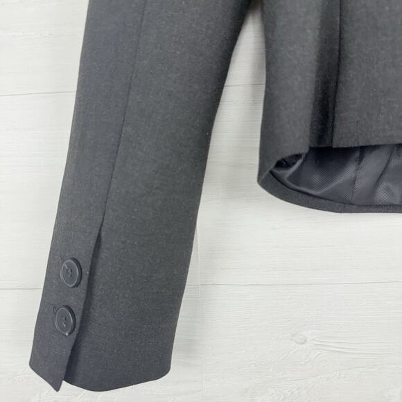 Zara Fitted Blazer Jacket with Tabs Medium Dark Gray Academia Double Breasted - Picture 8 of 16